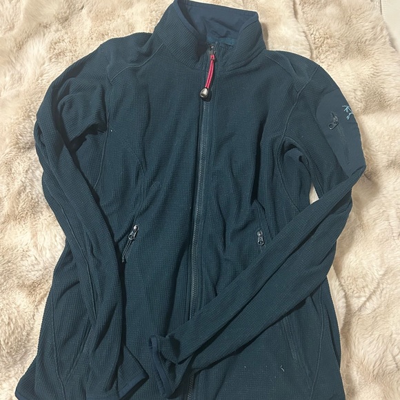 Arc'teryx Base Layer Waffle Knit Dark Teal Zip Delta Jacket - Picture 1 of 5